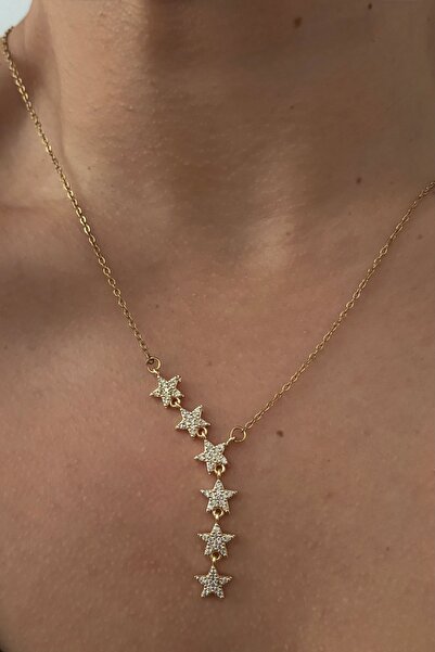 Lavian Accessories Gold Kayan Yıldızlar Y Çelik Kolye