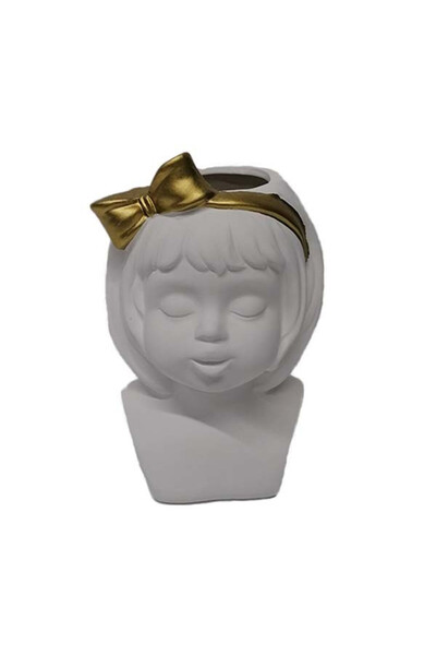 velve Girl Vase, made of ceramic, White, White