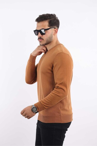 rugatchi Premium Men's V-Neck Knitwear — 100% Cotton, Breathable Comfort Sweater