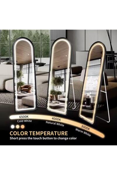 Hero Gold Long Mirror with LED Light and Stand, 160x60 cm