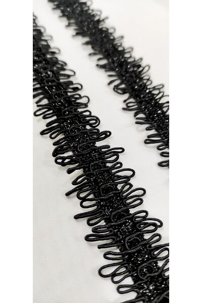 ALTAY AKSESUAR Black Corded Glitter Special Pattern Ribbon
