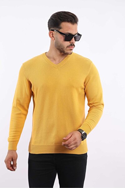 rugatchi سترة رجالية فاخرة بياقة على شكل V - 100% قطن، سترة مريحة تسمح بالتنفس