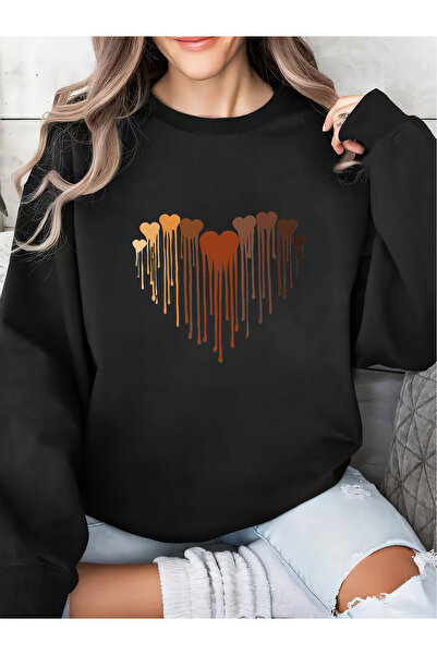 uyguntarz Φούτερ μεγάλου μεγέθους με στάμπα Unisex Melting Hearts