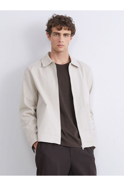 LC Waikiki Lcw Vision Beige Comfortable Fit Shirt Collar Men's Coat