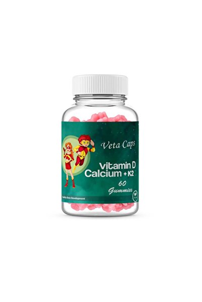 veta caps مكملات الكالسيوم D3 + K2 + علكات للأطفال