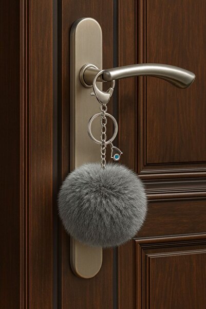 Homeland Plush Fluffy Pompom Pouf Anthracite Furry Home Office Car Phone Wall...