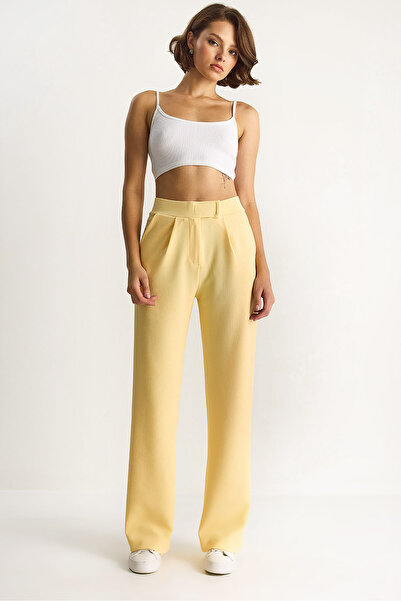 Bianco Lucci Women's Comfortable Palazzo Trousers with Velcro Waist 3826 60261150