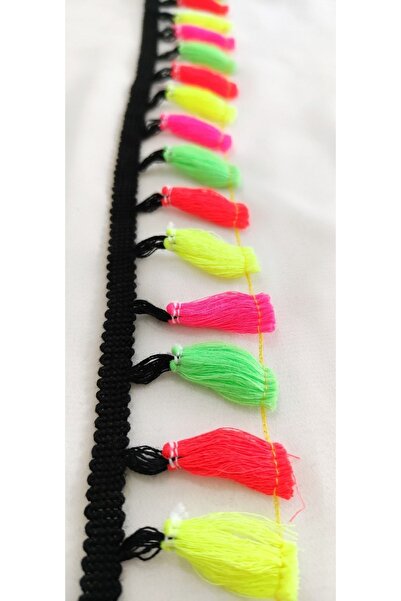 ALTAY AKSESUAR هامش شرابة ملون بحافة سوداء