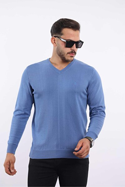 rugatchi Premium Men's V-Neck Knitwear — 100% Cotton, Breathable Comfort Sweater