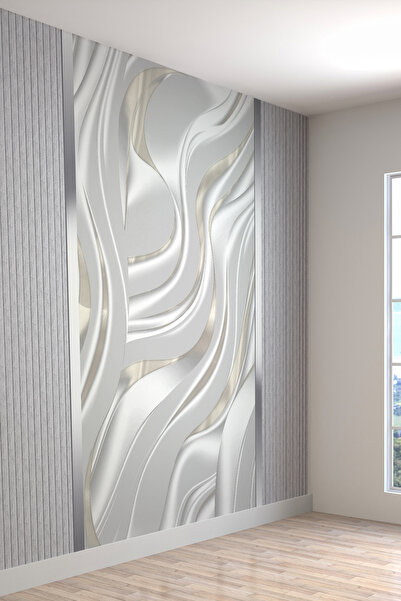 dreamwall Akışkan Dalga Desenli Beyaz 3D Tekstil Duvar Kağıdı