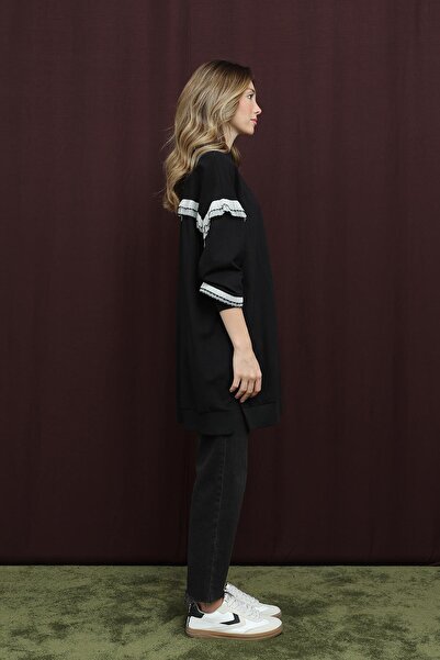 Puane Women's Ruffle Detail Tunic-10718Tun - Black