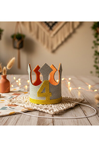 Probest DESIGN 4 Yaş Doğum Günü Tacı Altın - Bebek Parti Şapkası, Mini Doğum ...
