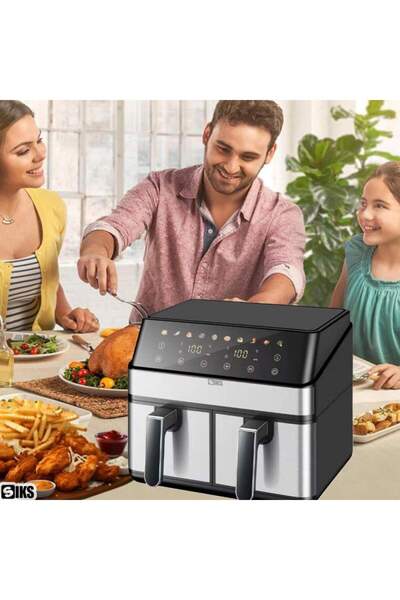 SIKS Double Air Fryer, Oil-Free, 8 Automatic Programs, 9L Capacity, Adjustable Temperature, 2000 W