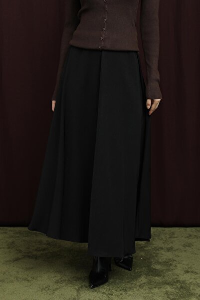 Puane Women's Hidden Zipper Opening Skirt - 18264Etk - Black