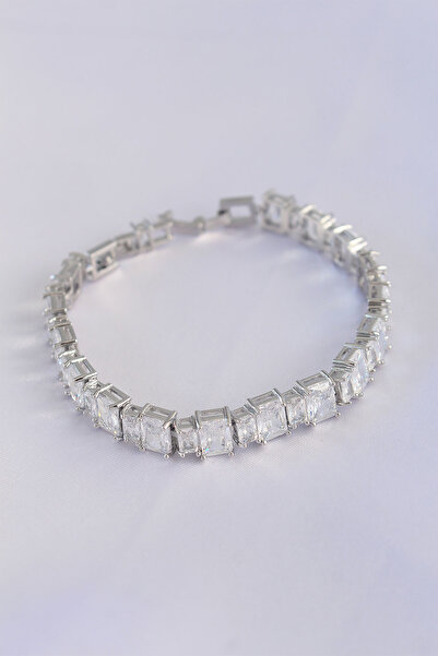 Lisinya Vip Series Brass Zircon Stone Silver Color Baguette Waterway Model Br...