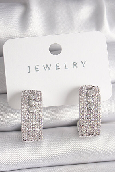 Lisinya أقراط نسائية من النحاس الفضي اللون مع حجر الزركون - موديل ميسيكا - TYGOO