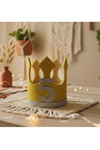 Probest DESIGN 5 Yaş Doğum Günü Tacı Altın - Bebek Parti Şapkası, Mini Doğum ...