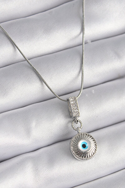 Lisinya 316L Steel Silver Color Zircon Stone Evil Eye Bead Model Women's Neck...