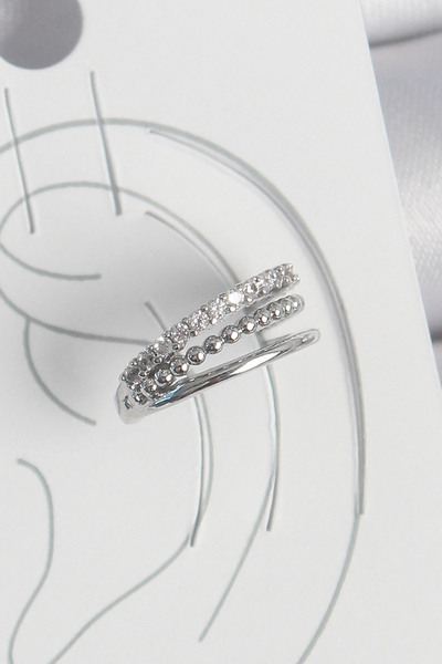 Lisinya Brass Silver Color Zircon Stone 3 Row Model Women's Cartilage Earring...