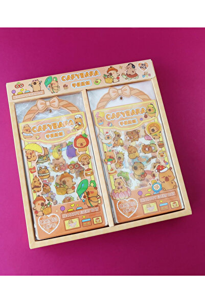 UĞURDAN Capybara Şeffaf Sticker Seti – 3 Yaprak 50 Adet Sevimli Kırtasiye Etiketi