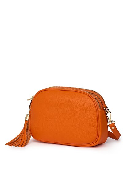 myOwn Felicia orange three-compartment leather purse