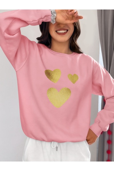 ArtYus Inimi de culoare aurie cu imprimeu guler rotund piese Swea tricou