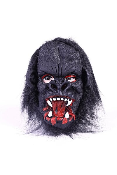 shopwave Lateks Goril Maskesi Maymun Maskesi Et Maskesi Orangutan Siyah Saçlı...