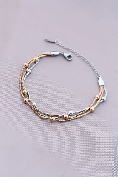 Clariss 316L Anti-Tarnish Steel Silver Color Women's Bracelet with Ball Chain...