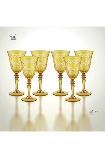 AKDEN STORE Crystal Decor Colorful Set of 6 Glasses, Water Glasses, Soft Drink Glasses