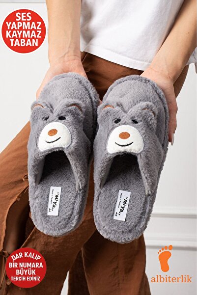 AlbiShoes Милий плюшевий ведмедик Фігурні домашні капці Не шурхотять Не ковзають Легкі Зимові домашні капці