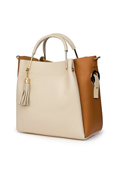 myOwn Geantă de damă din piele naturală Fabiana crem/coniac