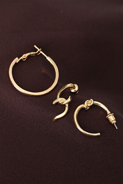 Epilons Knot Model Gold Color Metal Multiple Earrings - Lisinya