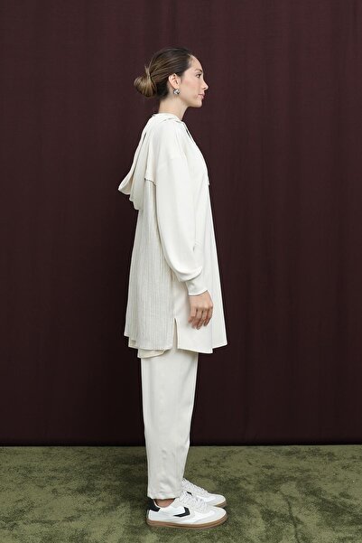 Puane Women's Hooded Pantsuit with Embellished Back - 14306Tks - Sand Beige