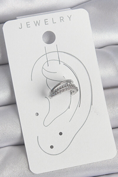 Lisinya Brass Silver Color Zircon Stone 3 Row Women's Cartilage Earrings -