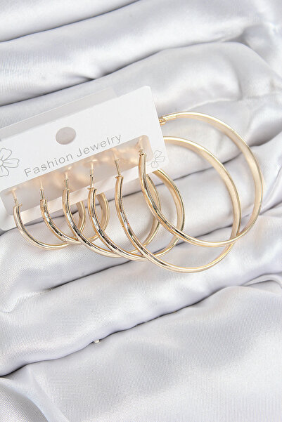 Lisinya Brass Hoop Model Gold Color Women's Set Earrings - Tygoo