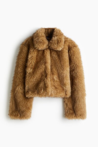 H&M Kabarık Tüylü Kısa Ceket