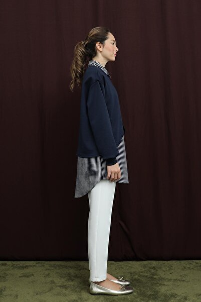 Puane Women's Stripe Detailed Tunic - 10725Tun - Navy