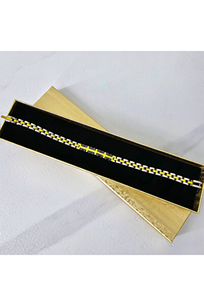 velve Βραχιόλι XAY από ατσάλι, unisex, συσκευασμένο σε κομψό κουτί, Χρυσό/Μαύρο/Ασημί, XAY4