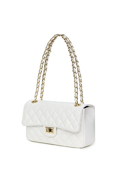 myOwn Poșetă Angela din piele matlasată albă