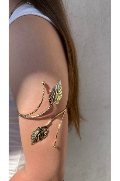 onse سوار نسائي قابل للتعديل من الفولاذ المقاوم للصدأ بنقش أوراق الذهب ومشبك ...