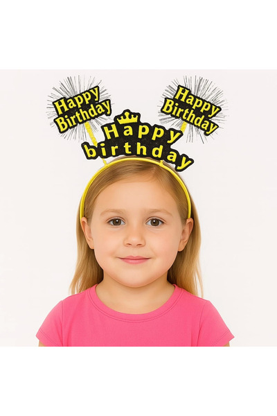 Lisinya Yellow Crown for Birthday Celebration – Party Crown with Glittering L...