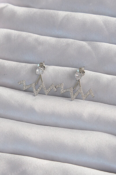 Lisinya أقراط متعرجة من النحاس الفضي اللون مع حجر الزركون - TYGOO