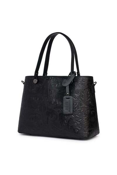 myOwn Geantă Monica din piele neagră cu imprimeu floral