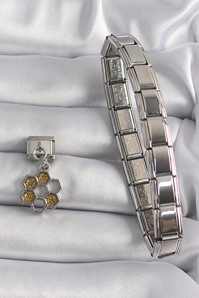 Lisinya 316L فولاذ فضي اللون متدلي لامع على شكل دببة عسل -