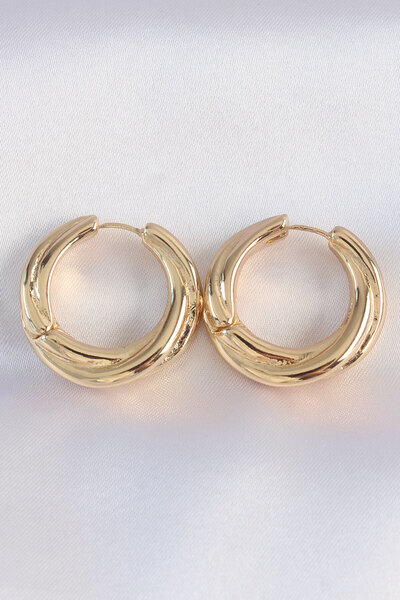 Lisinya أقراط نحاسية ذهبية اللون بتصميم غير متماثل - TYGOO