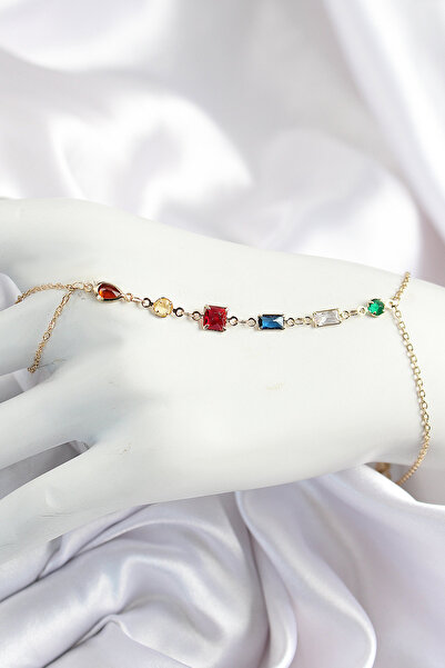 Lisinya خاتم نسائي من حجر الزركون الملون باللون النحاسي موديل Y - لون ذهبي - ...