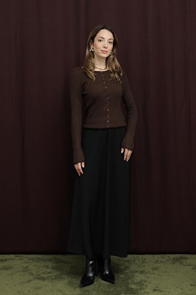 Puane Women's Hidden Zipper Opening Skirt - 18264Etk - Black