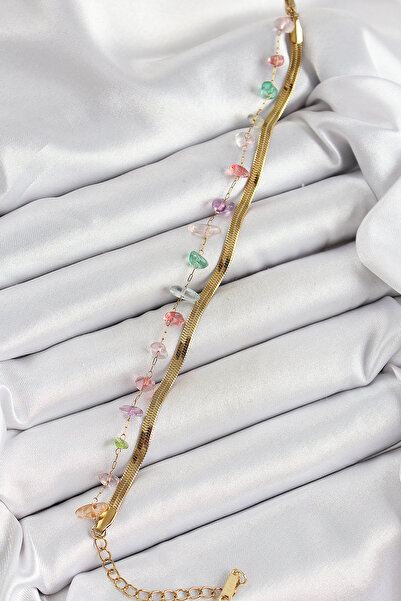 Clariss سوار نسائي من الفولاذ 316L ذهبي اللون كريستال متعدد الألوان - ليسينيا