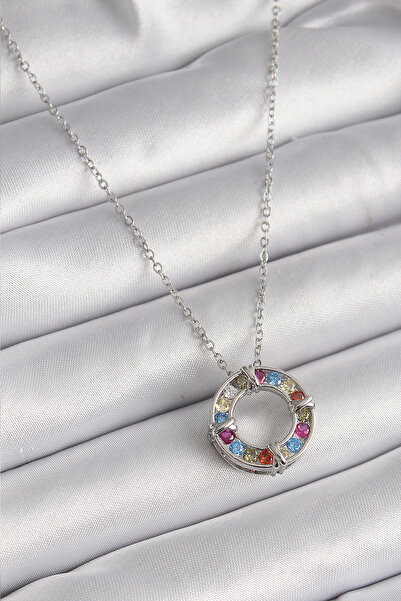 Lisinya سلسلة فضية اللون من الفولاذ 316L مع حجر الزركون الملون طراز Xoxo قلاد...