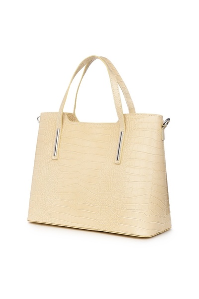 myOwn Geantă Carolina din piele crem cu relief